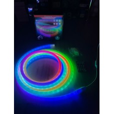 5 Metre 360 ° Hareketli Kumanda + Bluetooth Bağlantılı RGB Karışık Renk Örgü Halat  Led Işık